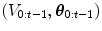 
$$(V _{0:t-1},{\boldsymbol{\theta} }_{0:t-1})$$
