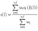 $$ c(l)=\frac{{\displaystyle \sum_{i=1}^{nf}{w}_i{c}_{\mathrm{f}}\left({f}_i(l)\right)}}{{\displaystyle \sum_{i=1}^{nf}{w}_i}} $$