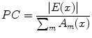 
$$ PC = \frac{\vert E(x)\vert } {\sum_{m}A_{m}(x)}$$
