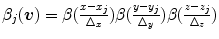 $$\beta _{j}(\varvec{v}) = \beta (\frac{x - x_{j}}{\Delta _{x}}) \beta (\frac{y - y_{j}}{\Delta _{y}}) \beta (\frac{z - z_{j}}{\Delta _{z}})$$