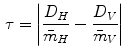 $$\begin{aligned} \tau =\left| {\frac{D_H }{\bar{{m}}_H }-\frac{D_V }{\bar{{m}}_V }} \right| \end{aligned}$$