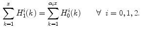 $$\begin{aligned} \sum _{k=1}^x H_1^i(k) = \sum _{k=1}^{\alpha _i x} H_0^i(k) \qquad \forall \;\; i = 0, 1, 2. \end{aligned}$$