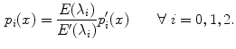 $$\begin{aligned} p_i(x) = \frac{E(\lambda _i)}{E'(\lambda _i)} p_i'(x) \qquad \forall \; i = 0, 1, 2. \end{aligned}$$