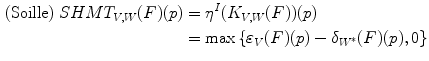$$\begin{aligned} \mathrm{(Soille) } \; SHMT_{V,W}(F)(p)&=\eta ^I(K_{V,W}(F))(p) \nonumber \\&=\max \left\{ \varepsilon _V(F)(p) - \delta _{W^{*}}(F)(p),0\right\} \end{aligned}$$