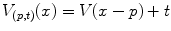 $$V_{(p,t)}(x)=V(x-p) + t$$