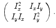 $$\begin{aligned} \left( \begin{array}{cc} I^{2}_{x} &{} I_{x}I_{y}\\ I_{y}I_{x} &{} I^{2}_{y} \\ \end{array} \right) . \end{aligned}$$