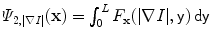 $$\varPsi _{2,|\nabla I|}({\mathbf {x}}) = \int _{0}^{L} F_{{\mathbf {x}}}(|\nabla I|,{\mathsf {y}})\,{\mathrm {d}}{\mathsf {y}}$$