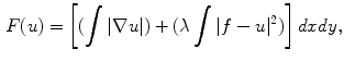 $$\begin{aligned} F(u) = \left[ (\int {|\nabla u|}) + (\lambda \int {|f - u|^2})\right] dxdy, \end{aligned}$$