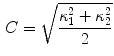 $$\begin{aligned} C=\sqrt{\frac{\kappa _1^2 +\kappa _2^2 }{2}} \end{aligned}$$