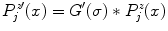 $$P_{j}^{z\prime }(x)=G^{\prime }(\sigma )*P_{j}^{z}(x)$$