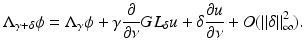 $$\displaystyle{ \Lambda _{\gamma +\delta }\phi = \Lambda _{\gamma }\phi +\gamma \frac{\partial } {\partial \nu }GL_{\delta }u +\delta \frac{\partial u} {\partial \nu } + O(\vert \vert \delta \vert \vert _{\infty }^{2}). }$$