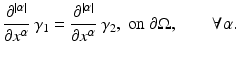 $$\displaystyle{ \frac{\partial ^{\vert \alpha \vert }} {\partial x^{\alpha }}\:\gamma _{1} = \frac{\partial ^{\vert \alpha \vert }} {\partial x^{\alpha }}\:\gamma _{2},\mbox{ on }\partial \Omega,\qquad \forall \alpha.}$$