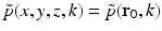 $$\tilde{p}(x,y,z,k) =\tilde{ p}(\mathbf{r}_{0},k)$$