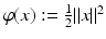 $$\varphi (x):= \tfrac{1} {2}\|x\|^{2}$$