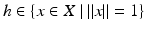 $$h \in \left \{x \in X\,\left \vert \,\|x\| = 1\right.\right \}$$