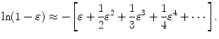 $$ \ln (1 - \varepsilon ) \approx - \biggl[\varepsilon + \frac{1}{2} \varepsilon ^{2} + \frac{1}{3}\varepsilon ^{3} + \frac{1}{4}\varepsilon ^{4} +\cdots\biggr]. $$