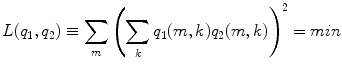 $$< q_{i} ,q_{j} > \equiv \sum\limits_{m,k} q_{i} (m,k)q_{j} (m,k) = \delta_{ij}$$” src=”/wp-content/uploads/2016/04/A272390_1_En_21_Chapter_Equ10.gif”></DIV></DIV><br />
<DIV class=EquationNumber>(10)</DIV></DIV><br />
<DIV class=OrderedList><br />
<DIV class=ListItem><SPAN class=ItemNumber>2.</SPAN><br />
<DIV class=ItemContent><br />
<DIV class=Para>The sources have minimum overlap:</DIV></DIV><br />
<DIV class=ClearBoth> </DIV></DIV></DIV></DIV><br />
<DIV class=Para><br />
<DIV id=Equ11 class=Equation><br />
<DIV class=EquationContent><br />
<DIV class=MediaObject><IMG alt=