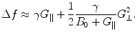 $$\Delta f \approx \gamma G_{\parallel } + \frac{1}{2}\frac{\gamma }{{B_{0} + G_{\parallel } }}G_{ \bot }^{2} .$$