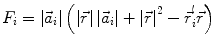 $$F_{i} = \left| {\vec{a}_{i} } \right|\left( {\left| {\vec{r}} \right|\left| {\vec{a}_{i} } \right| + \left| {\vec{r}} \right|^{2} - \vec{r}_{i}^{'} \vec{r}} \right)$$