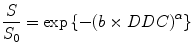 
$$ \frac{S}{S_0}= \exp \left\{-{\left(b\times DDC\right)}^{\alpha}\right\} $$
