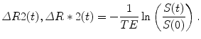 
$$ \varDelta R2(t),\varDelta R*2(t)=-\frac{1}{ TE} \ln \left(\frac{S(t)}{S(0)}\right). $$
