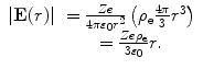 $$ \begin{array}{cclcllclcl} \left| {\mathbf{E}(r)} \right|&= \frac{Ze }{{4\pi {\varepsilon_0}{r^2}}}\left( {{\rho_{\mathrm{ e}}}\frac{{4\pi }}{3}{r^3}} \right) \\&= \frac{{Ze{\rho_{\mathrm{ e}}}}}{{3{\varepsilon_0}}}r.\end{array} $$