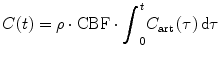 
$$ C(t)=\rho \cdot \mathrm{CBF}\cdot {\displaystyle {\int}_0^t{C}_{\mathrm{art}}\left(\tau \right)\mathrm{d}\tau } $$
