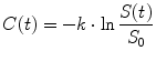 
$$ C(t)=-k\cdot \ln \frac{S(t)}{S_0} $$
