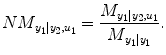 
$$ N{M}_{\left.{y}_1\right|{y}_2,{u}_1}=\frac{M_{\left.{y}_1\right|{y}_2,{u}_1}}{M_{\left.{y}_1\right|{y}_1}}. $$
