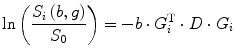 
$$ \ln \left(\frac{S_i\left(b,g\right)}{S_0}\right)=-b\cdot {G}_i^{\mathrm{T}}\cdot D\cdot {G}_i $$
