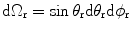 
$$\text{d}{{\Omega }_{\text{r}}}=\sin {{\theta }_{\text{r}}}\text{d}{{\theta }_{\text{r}}}\text{d}{{\phi }_{\text{r}}}$$
