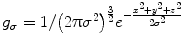 
$$ {g}_{\sigma}=1/{\left(2\uppi {\sigma}^2\right)}^{\frac{3}{2}}{e}^{-\frac{x^2+{y}^2+{z}^2}{2{\sigma}^2}} $$
