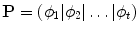 
$$\mathbf{P} = (\phi _{1}\vert \phi _{2}\vert \ldots \vert \phi _{t})$$
