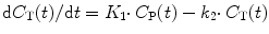 
$$ \mathrm{d}{C}_{\mathrm{T}}(t)/\mathrm{d}t={K}_1\cdotp {C}_{\mathrm{P}}(t)-{k}_2\cdotp {C}_{\mathrm{T}}(t) $$
