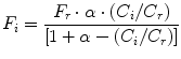 
$$ {F}_i=\frac{F_r\cdot \alpha \cdot \left({C}_i/{C}_r\right)}{\left[1+\alpha -\left({C}_i/{C}_r\right)\right]} $$
