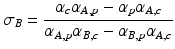 
$$ {\sigma}_B=\frac{\alpha_c{\alpha}_{A,p}-{\alpha}_p{\alpha}_{A,c}}{\alpha_{A,p}{\alpha}_{B,c}-{\alpha}_{B,p}{\alpha}_{A,c}} $$
