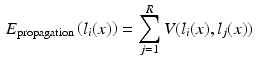 $$\begin{aligned} E_{\text {propagation}} \left( l_i(x) \right)&= \sum _{j=1}^R V (l_i(x), l_j(x) ) \end{aligned}$$