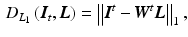 $$\begin{aligned} D_{L_1}\left( {\varvec{I}}_t, {\varvec{L}}\right) = \left\| {\varvec{I}}^t - {\varvec{W}}^t {\varvec{L}} \right\| _1, \end{aligned}$$