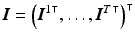 $${\varvec{I}} = \left( {{\varvec{I}}^1}^\intercal , \ldots , {{\varvec{I}}^T}^\intercal \right) ^\intercal $$