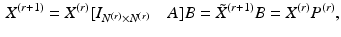 $$\begin{aligned} X^{(r+1)} = X^{(r)}[I_{N^{(r)}\times N^{(r)}} \quad A]B = \tilde{X}^{(r+1)}B = X^{(r)}P^{(r)}, \end{aligned}$$