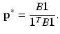 $$\begin{aligned} \mathbf {p}^{*} = \frac{B\mathbf {1}}{\mathbf {1}^TB\mathbf {1}}. \end{aligned}$$