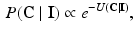 $$\begin{aligned} P(\mathbf {C} \mid \mathbf {I}) \propto e^{-U (\mathbf {C} \mid \mathbf {I})}, \end{aligned}$$