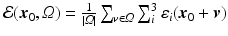 $$\mathcal E({\varvec{x}}_0, \varOmega )= \frac{1}{|\varOmega |}\sum _{{\varvec{v}}\in \varOmega }\sum _i^3 \varepsilon _i({\varvec{x}}_0+{\varvec{v}})$$