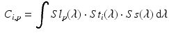 $$\begin{aligned} C_{i,p} = \int Sl_p(\lambda ) \cdot St_i(\lambda ) \cdot Ss(\lambda ) \, \mathrm {d}\lambda \end{aligned}$$