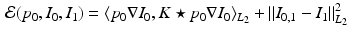 $$\begin{aligned} \mathcal {E}(p_0, I_0, I_1) = \langle p_0\nabla I_0, K \star p_0\nabla I_0 \rangle _{L_2} +\Vert I_{0,1} - I_1\Vert ^2_{L_2} \end{aligned}$$