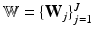 $$\mathbb {W}=\{\mathrm {\mathbf {W}}_{j}\}^J_{j=1}$$