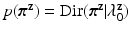 $$p(\varvec{\pi }^{\mathrm {\mathbf {z}}}) = \text {Dir}(\varvec{\pi }^{\mathrm {\mathbf {z}}}|\lambda ^{\mathrm {\mathbf {z}}}_{0})$$