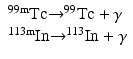 $$ \begin{array}{l}{}^{99\mathrm{m}}\mathrm{T}\mathrm{c}{\to}^{99}\mathrm{T}\mathrm{c}+\gamma \\ {}{}^{113\mathrm{m}}\mathrm{In}{\to}^{113}\mathrm{In}+\gamma \end{array} $$