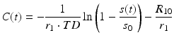 
$$ C(t)=-\frac{1}{r_1\cdot TD} \ln \left(1-\frac{s(t)}{s_0}\right)-\frac{R_{10}}{r_1} $$
