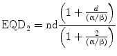 $$ {\text{EQD}}_{ 2} = {\text{nd}}\frac{{\left( {1 + \frac{d}{{\left( {\upalpha/\upbeta} \right)}}} \right)}}{{\left( {1 + \frac{2}{{\left( {\upalpha/\upbeta} \right)}}} \right)}} $$